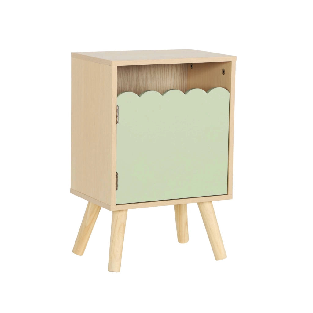 Comodino per bambini decorazione legno 1 anta, verde