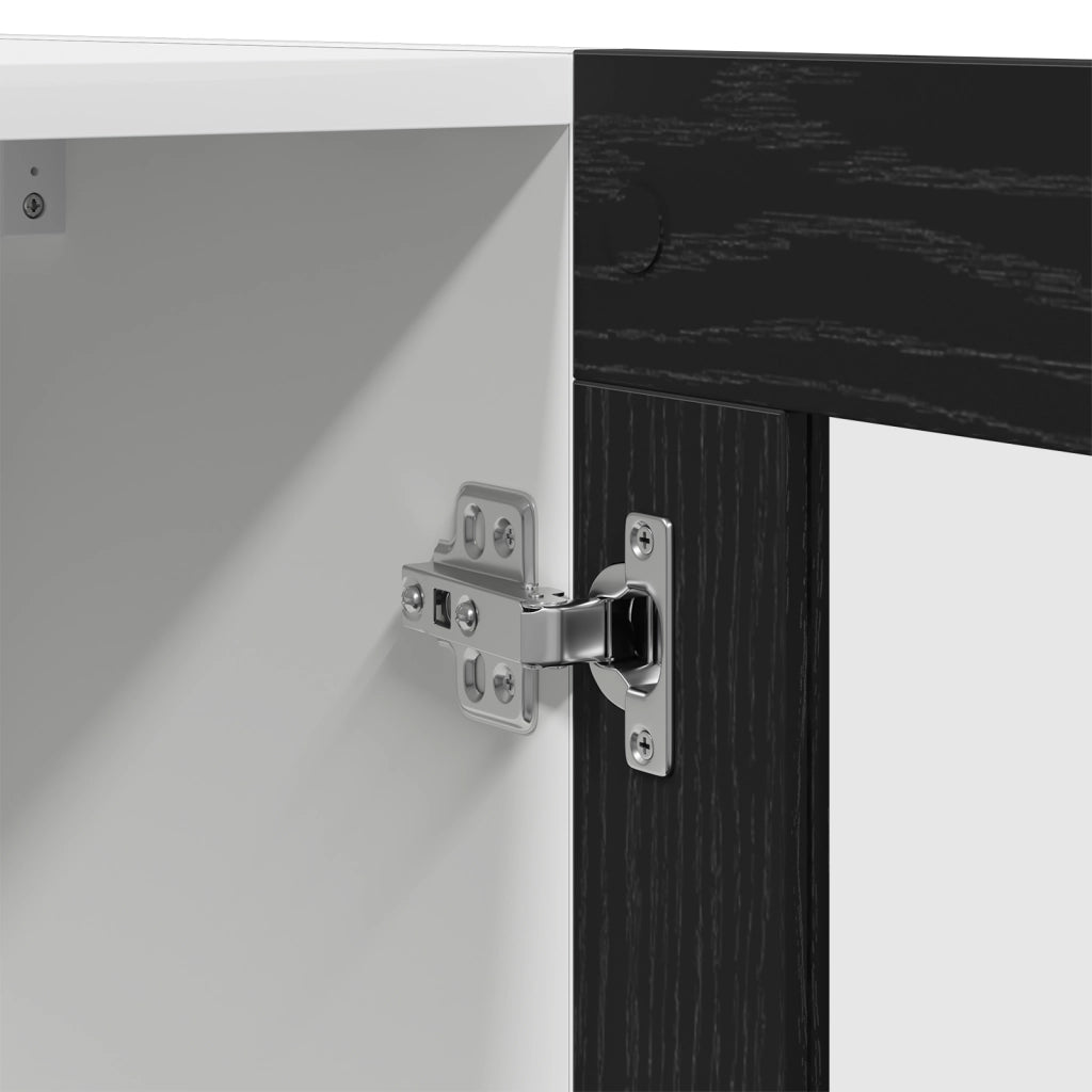 Cabinetto in vetro appeso  in rovere nero - 60x31x60 cm