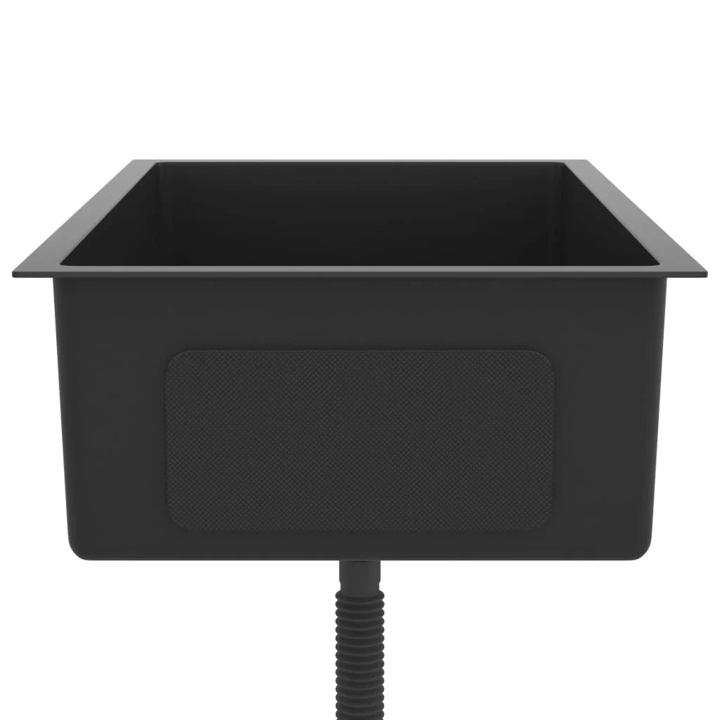 Lavello da cucina fatto a mano lavandino da bagno per interni 70 x 40 cm acciaio inox nero 02_0002468