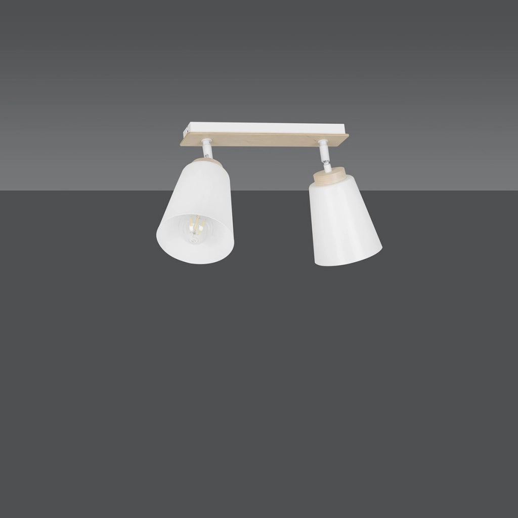 Lampada a sospensione ATLAS in acciaio bianco e legno