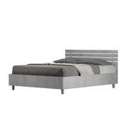 Letto Matrimoniale Francese 140x190 cm con Rete Ankel Testata Doghe Dritta Cemento