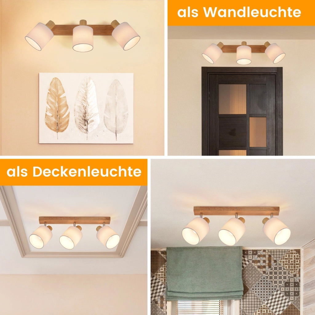 ZMH Faretto da soffitto regolabile E14 a 3 fiamme nero vintage