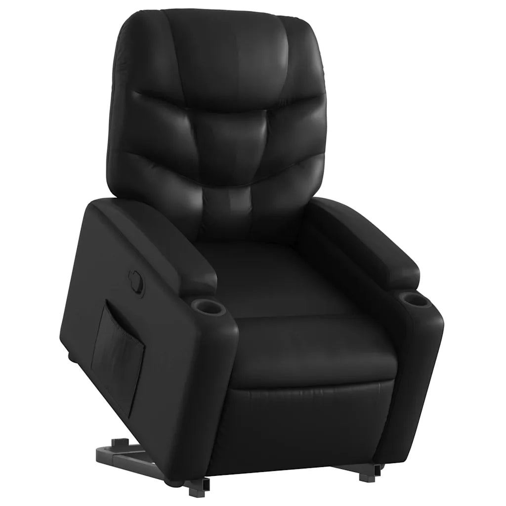 Poltrona Alzapersona Reclinabile Nera in Similpelle 3204658