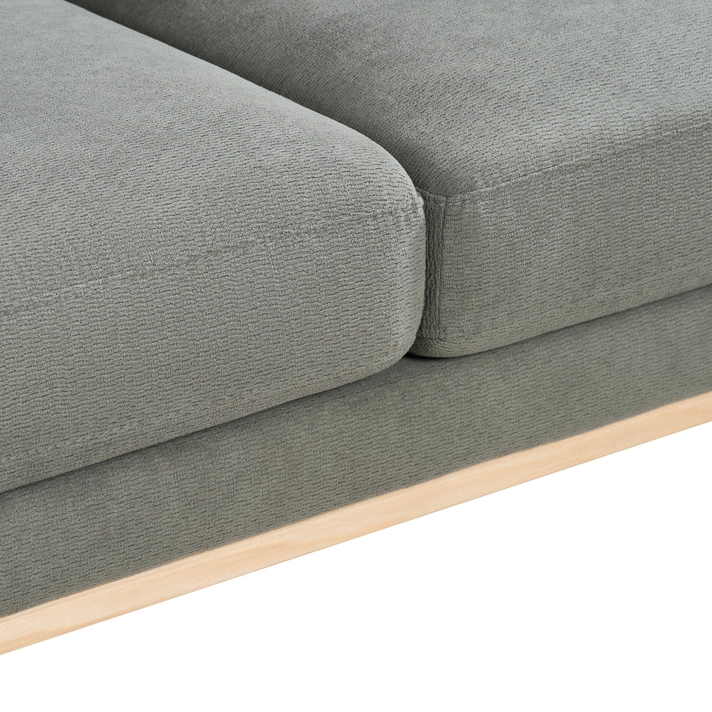 Divano a due posti con porta USB e braccioli sagomati, in tessuto e legno grigio scuro 135 × 72 × 85 cm