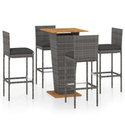 Set da bar da giardino a 5 pz con cuscini in polyrattan grigio 02_0013398
