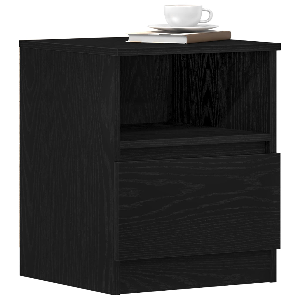 Comodino Nero Rovere 40x40x50 cm in Legno Ingegnerizzato