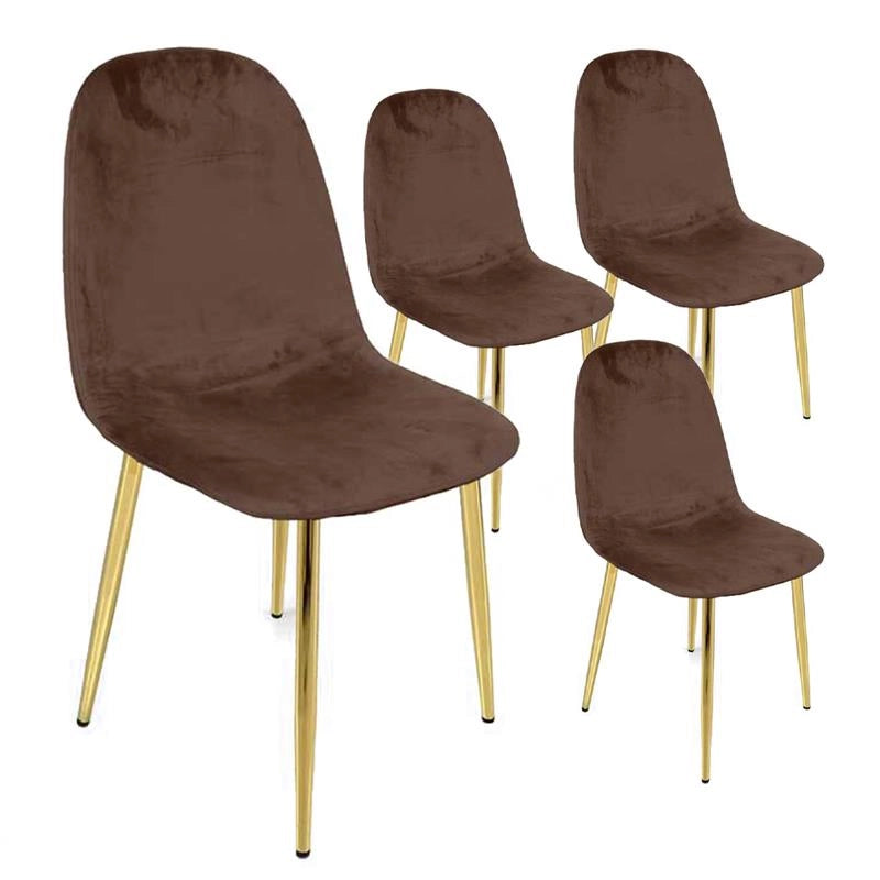 SET 4 SEDIE IN VELLUTO IMBOTTITE CON GAMBE ORO IN COLORE MARRONE 52 X 44 X 88 CM