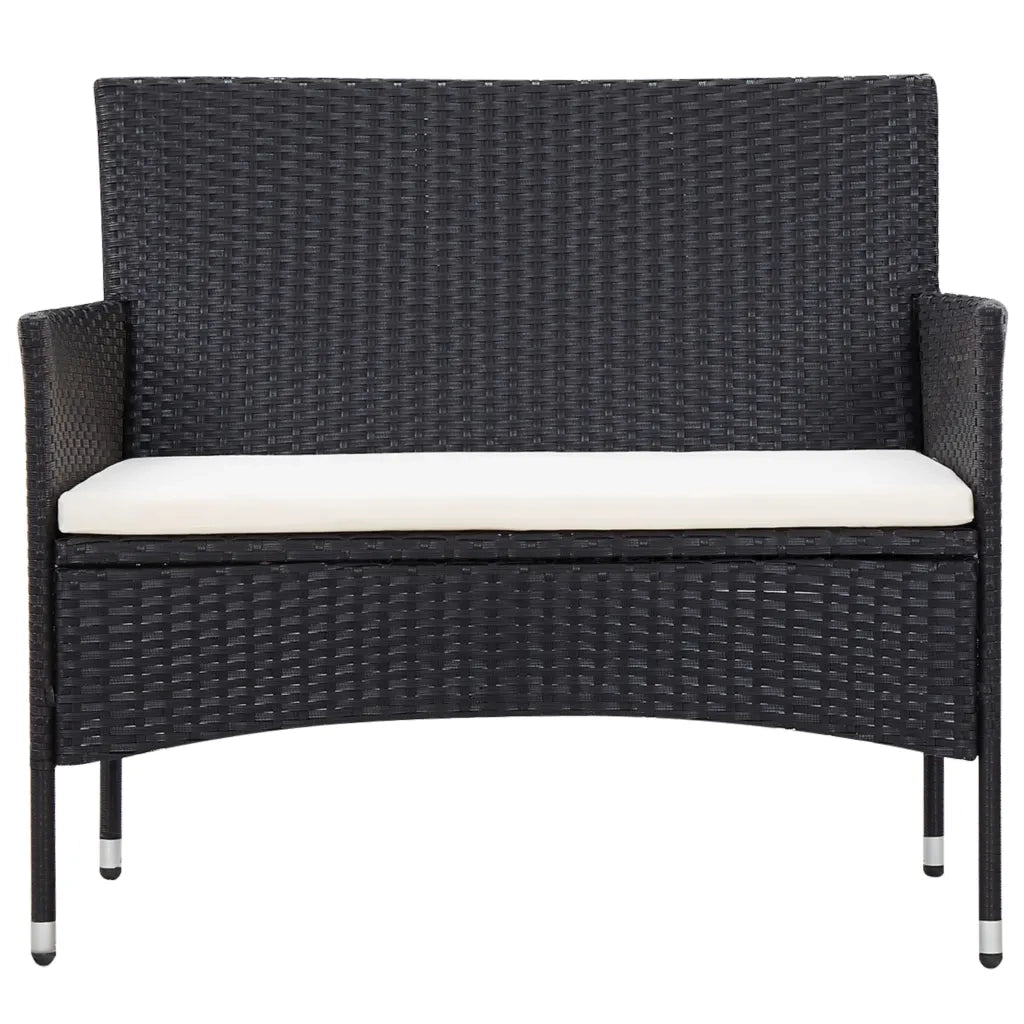 Set Divani da Giardino 5 pz | Set Salotto da Giardino con Cuscini in Polyrattan Nero