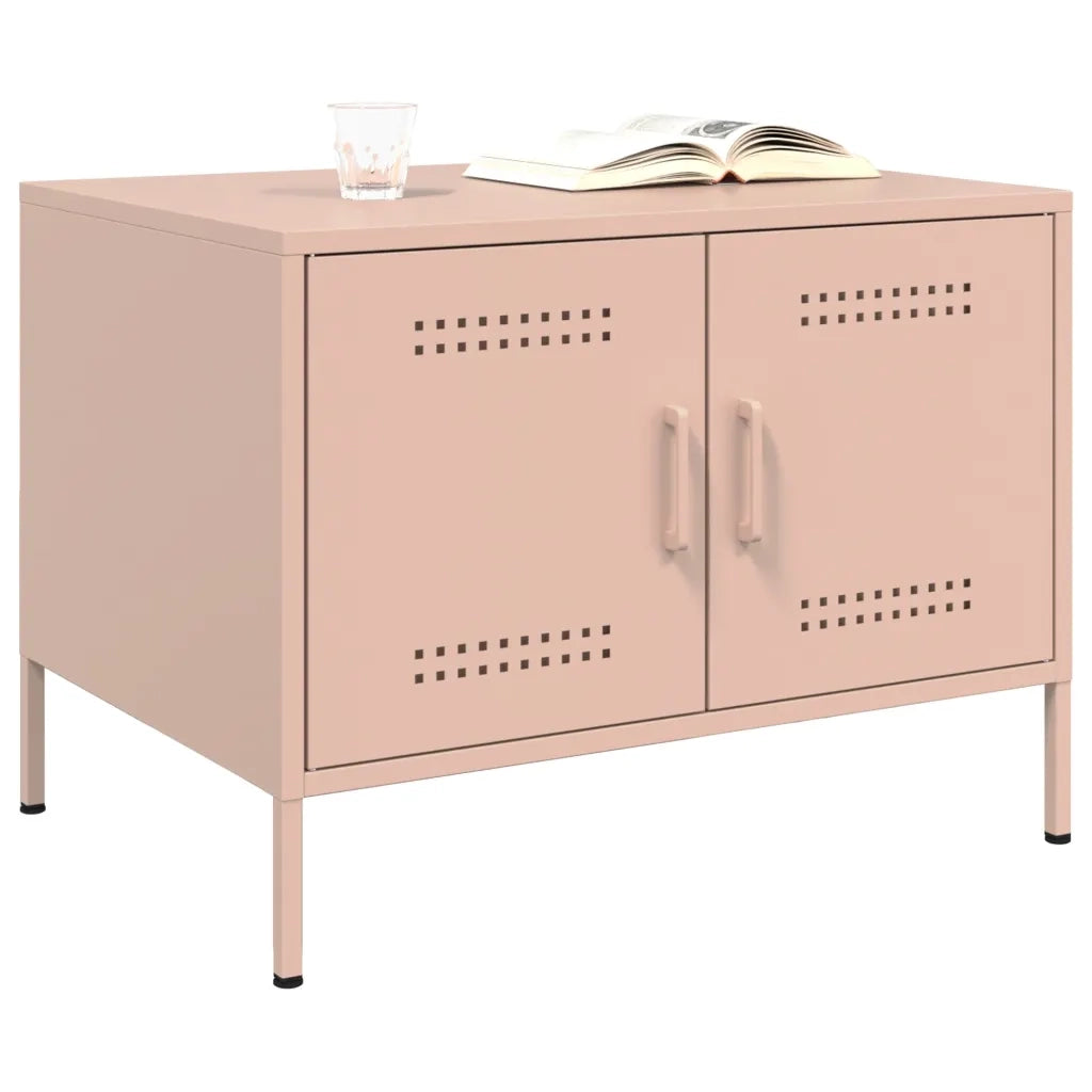 Tavolino da Salotto-Tavolino da soggiorno-Tavolo Rosa 68x50x50,5 cm in Acciaio