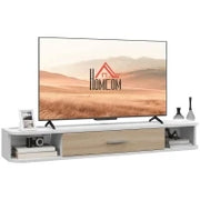 Mobile TV da Parete per TV fino a 50 Pollici con Scomparti Aperti e Armadio con Anta Ribaltabile, Bianco