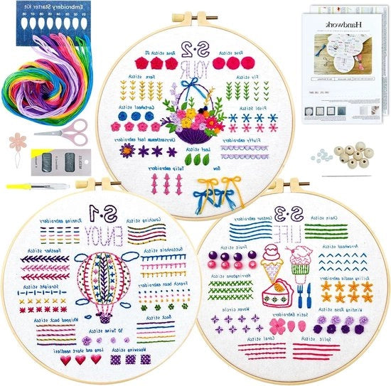 Kit di Iniziazione all'Abitazione per Principianti - 3 Pezzi di Set di Abitazione per Adulti e Bambini - Set di Arte DIY per Punto Croce con Pratica del Punto - Kit di Pratica per Abitazione a Mano