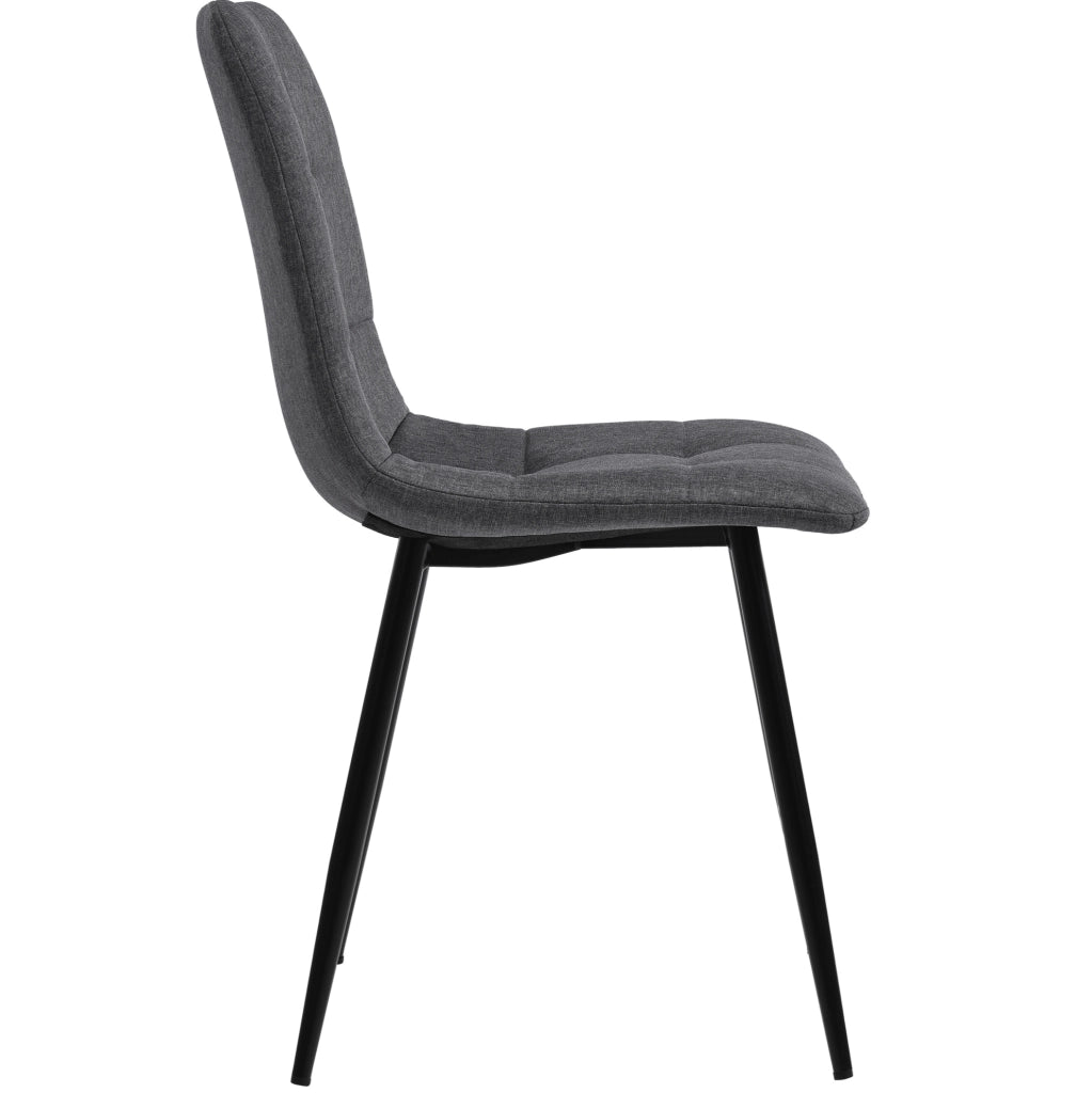 Tavolo da pranzo con 4 sedie 120x70 cm; moderno per cucina e soggiorno; MDF e lino grigio