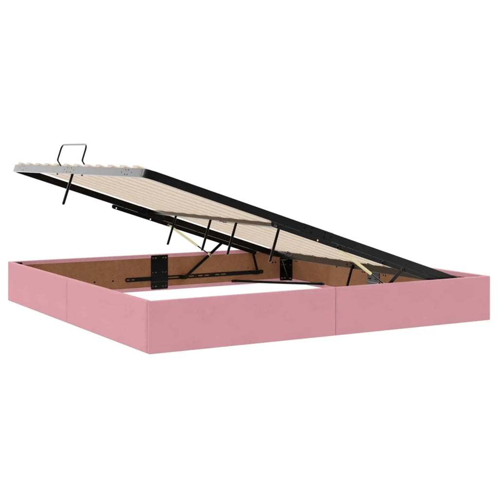 Letto con contenitore LED e materasso Rosa 200 x 200 cm Velluto 3459335