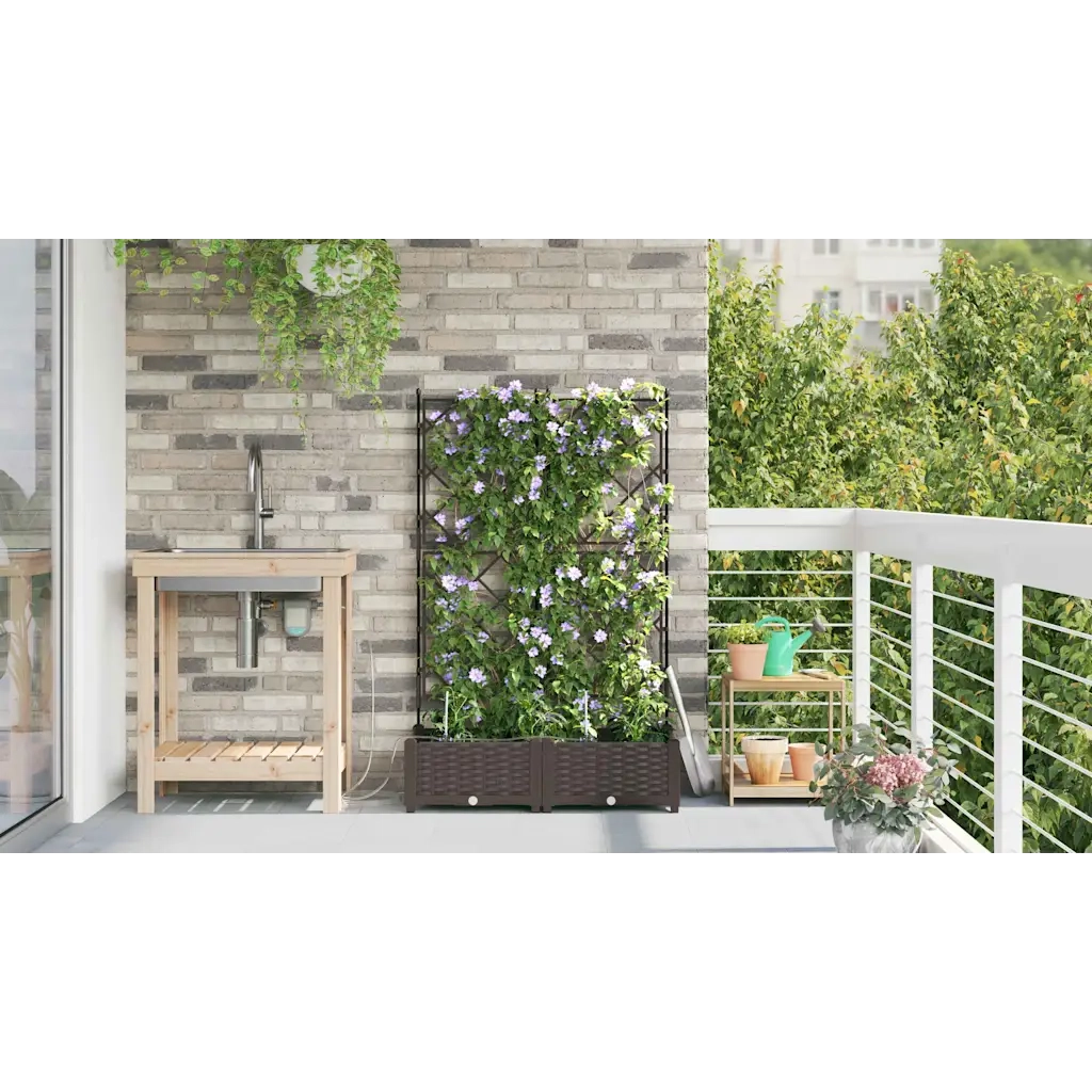 Vaso da giardino 2 pcs Marrone Plastica 42002827