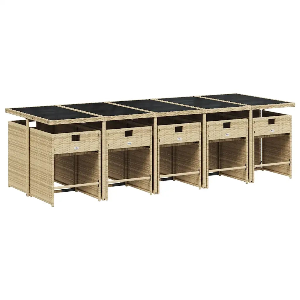 Set da Pranzo da Giardino 11 pz con Cuscini Beige in Polyrattan 3211114