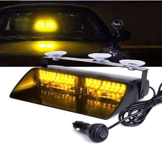 Faro Orizzontale Universale - Stroboscopio - Lampo Auto - Stroboscopio - Luce Flash - Lavori Stradali - Accessori di Montaggio - 12V Accendino Cigarillo Plug and Play - Interruttore - Luce Flash Regolabile - Set Completo