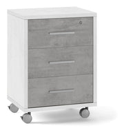MOBILE CASSETTIERA 3 CASSETTI SU RUOTE H71 L51 P41 Cm STRUTTURA BIANCO FRONTALE CEMENTO SARMOG Db733
