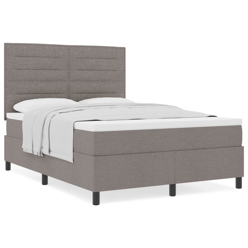 Letto con Box Spring con Materasso Tortora 140x190 cm Tessuto