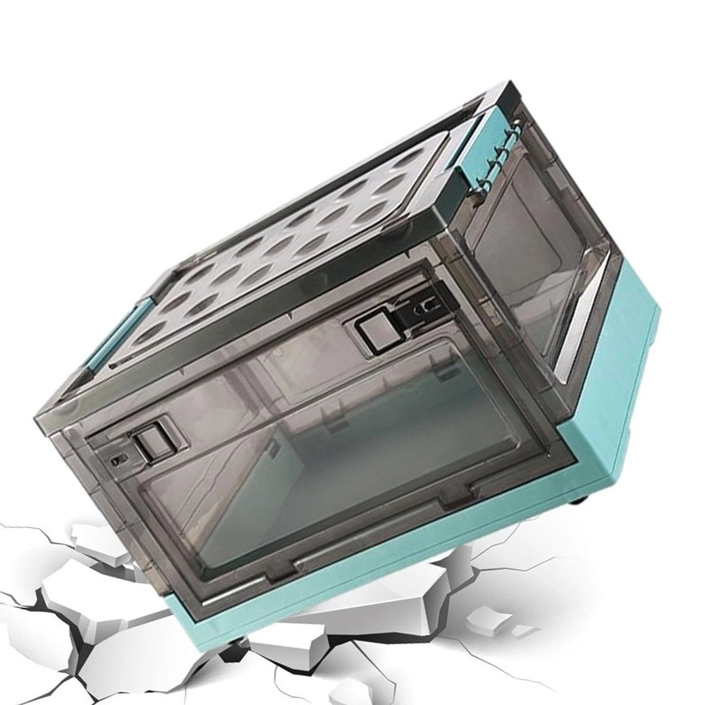 Trade Shop - Scatola Contenitore Di Stoccaggio Pieghevole Salvaspazio Con Ruote 40x28x24 Cm -