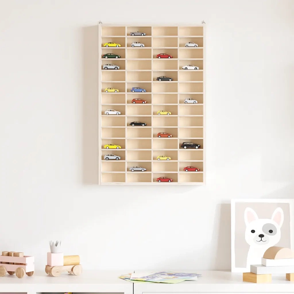 Vetrina da collezione in legno con 56 scomparti 40x4,5x60cm 4017380