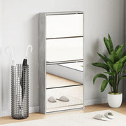 Scarpiera con Specchio a 4 Livelli Grigio Cemento 63x17x134 cmcod mxl 110539