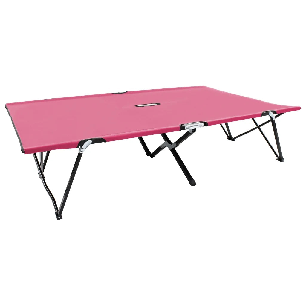 Lettino Prendisole Pieghevole per 2 Persone Rosa in Acciaio cod mxl 8078