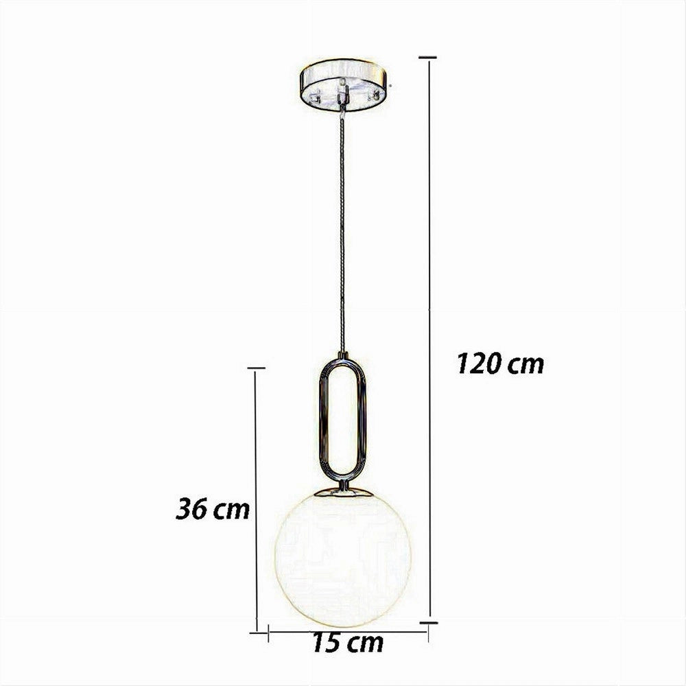 Trade Shop - Lampadario A Sospensione Minimalista Ovale Metallo Bronzo Con Sfera Vetro G9 A96 -