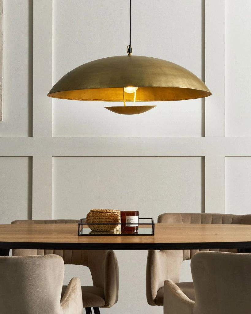 Lampada a sospensione in ottone con paralume a cupola in ferro Luce da soffitto Stile contemporaneo Accessori per la casa Fatti a mano