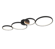 Plafoniera LED 4 cerchi, metallo, nero opaco, L 97 cm, Rondo