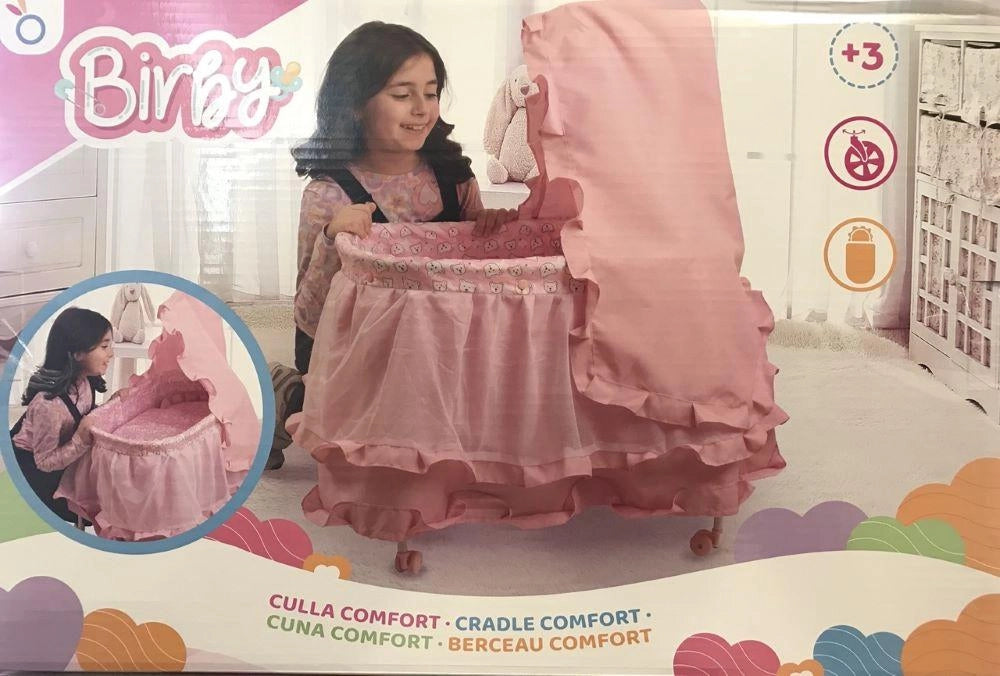 Palmitessa Culla Bambola, Culla Bambola Con Baldacchino, Letto Bambole Reborn, Con Velo, Alta Qualità Modello 2025 Rosa