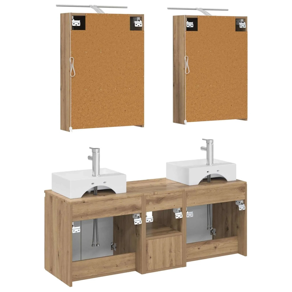 Set di Armadi da Bagno 5 pcs Rovere Artigianale 3406398