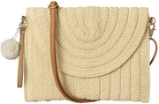 Borsa da spiaggia in pelle di rafia, clutch, borsa da spalla estiva in pelle di rafia, borsa da mano in rafia intrecciata per il mare, misura one size, beige