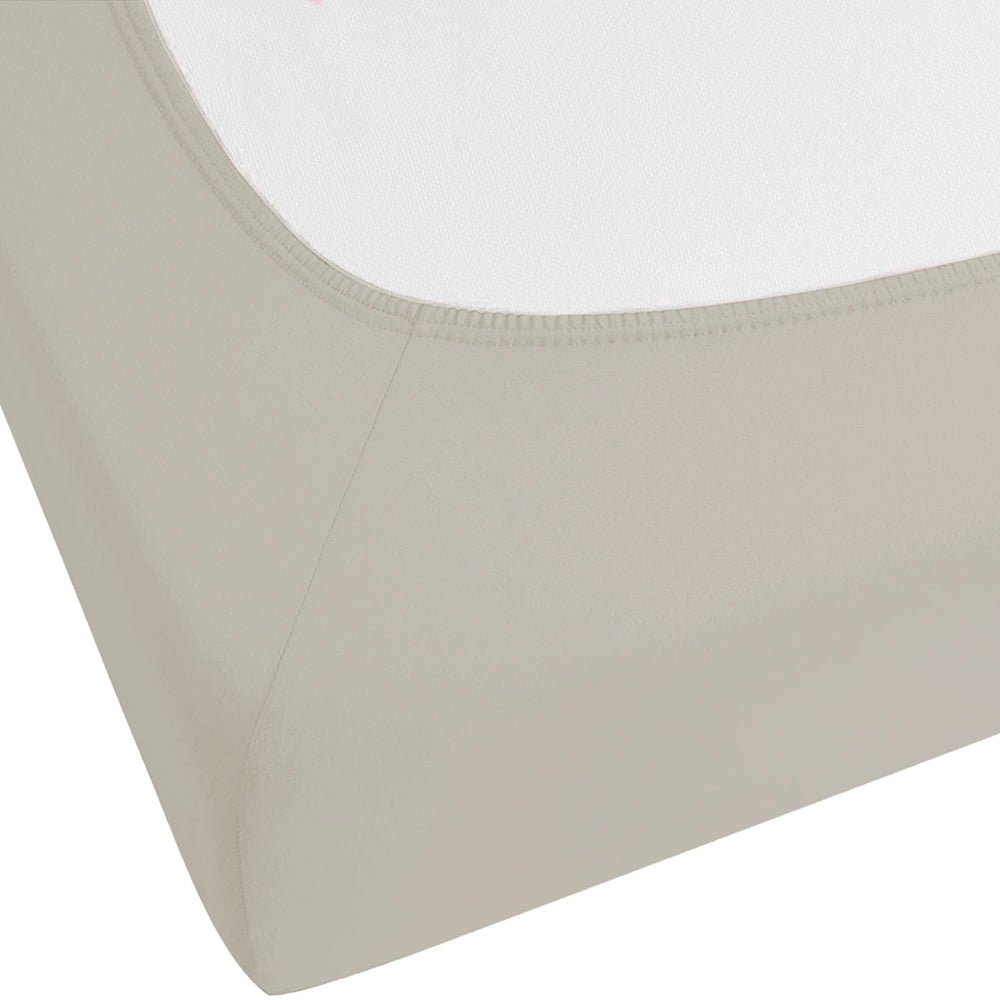 Lenzuolo con angoli cotone tortora 140 x 200 cm con bordi elastici modello classico a tinta unita camera da letto classica