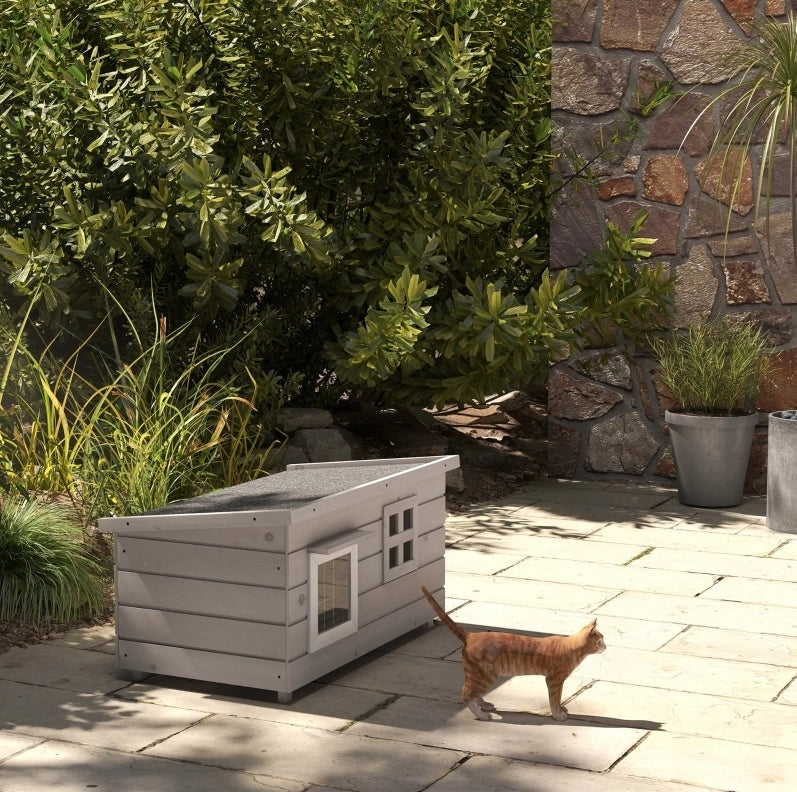 Casetta per Gatti da Esterno in Legno con Tetto Apribile 87 x 52 x 44 cm