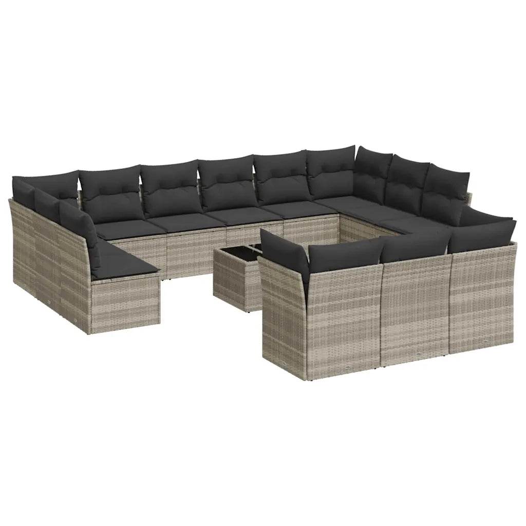 Set Divani da Giardino 14pz con Cuscini in Polyrattan