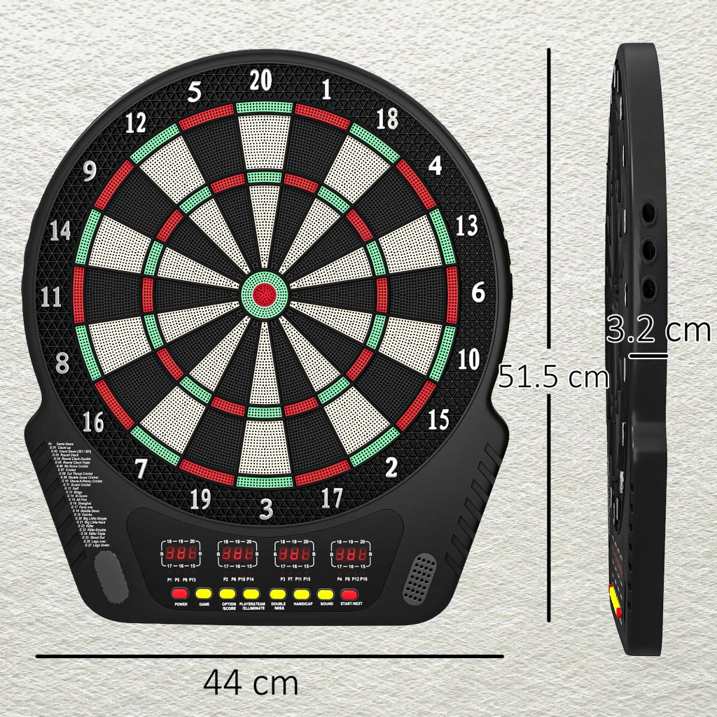 Bersaglio Freccette con 6 Freccette, Alimentatore, Display LED e Giochi ¨C zephmum ¨C ABS e PP, 44x51.5x3.2 cm, Nero