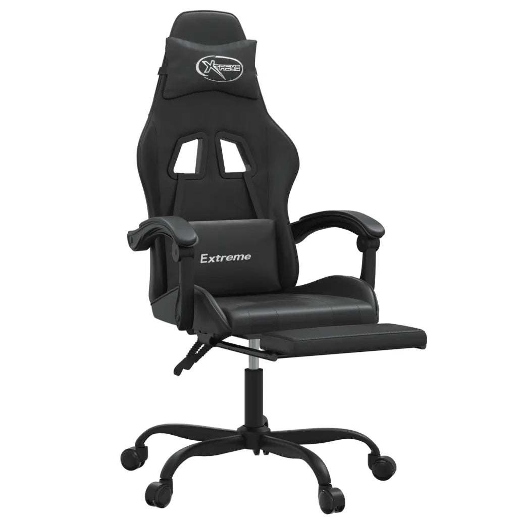 vidaXL Sedia da Gaming con Poggiapiedi Nero in Similpelle