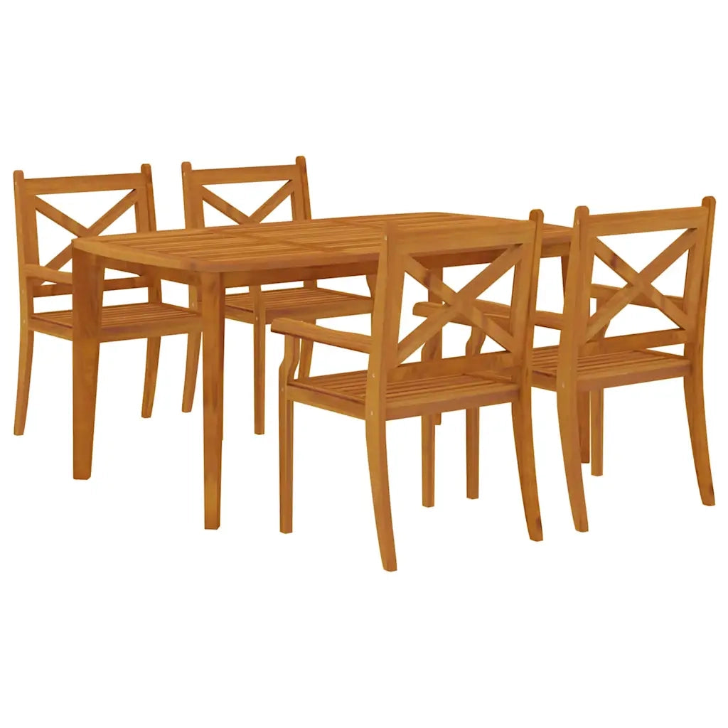 Set da Pranzo per Giardino 5 pz in Legno Massello di Acacia