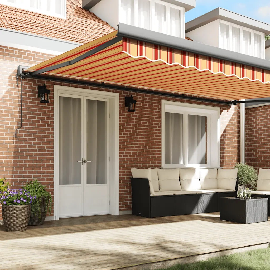 Tenda Sole Retrattile Gialla e Bianca 5x3 m Tessuto e Alluminio 3154610