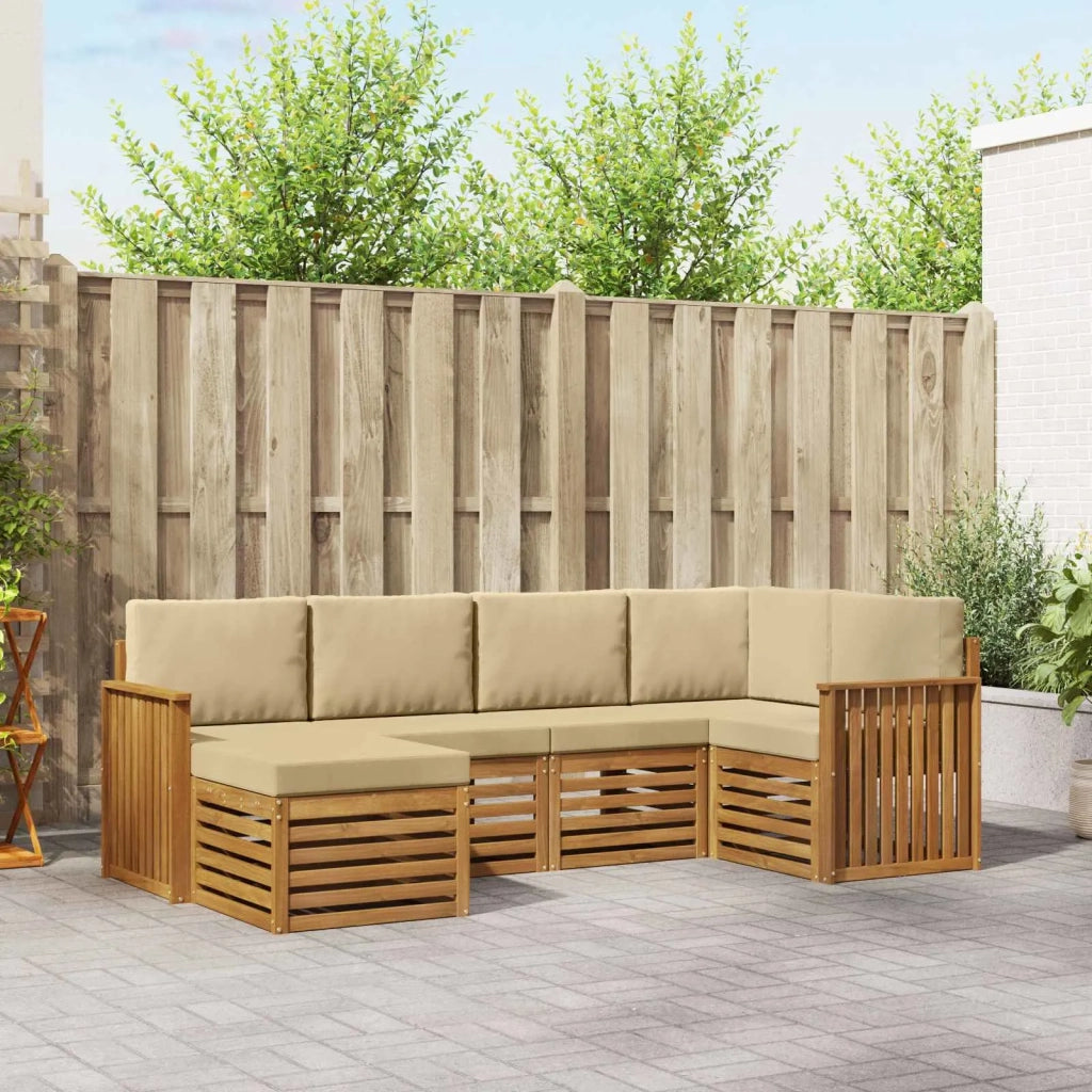 Set divano sezionale con cuscino 6 pcs Naturale e Beige