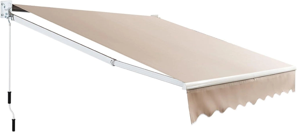 Tenda da Sole per Esterno Avvolgibile, Tenda da Sole a Bracci Estensibili con Telaio in Alluminio e Tettuccio Resistente al Sole e Impermeabile e Manovella (Beige, 295 x 250 cm)