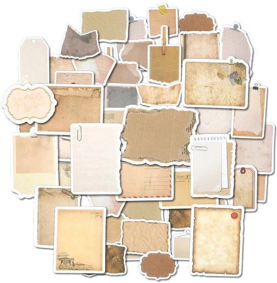 Stickerbovaniere in Carta Vintage 80 Stuks - Etichette Retro per Scrapbook e Journaling - Dimensioni 3,5-6 cm