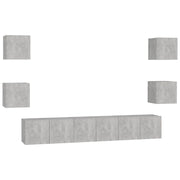 Set di mobili da 7 pezzi tra cui armadio credenza mobile TV televisore per soggiorno camera da letto salotto legno ingegnerizzato grigio 02_0025166