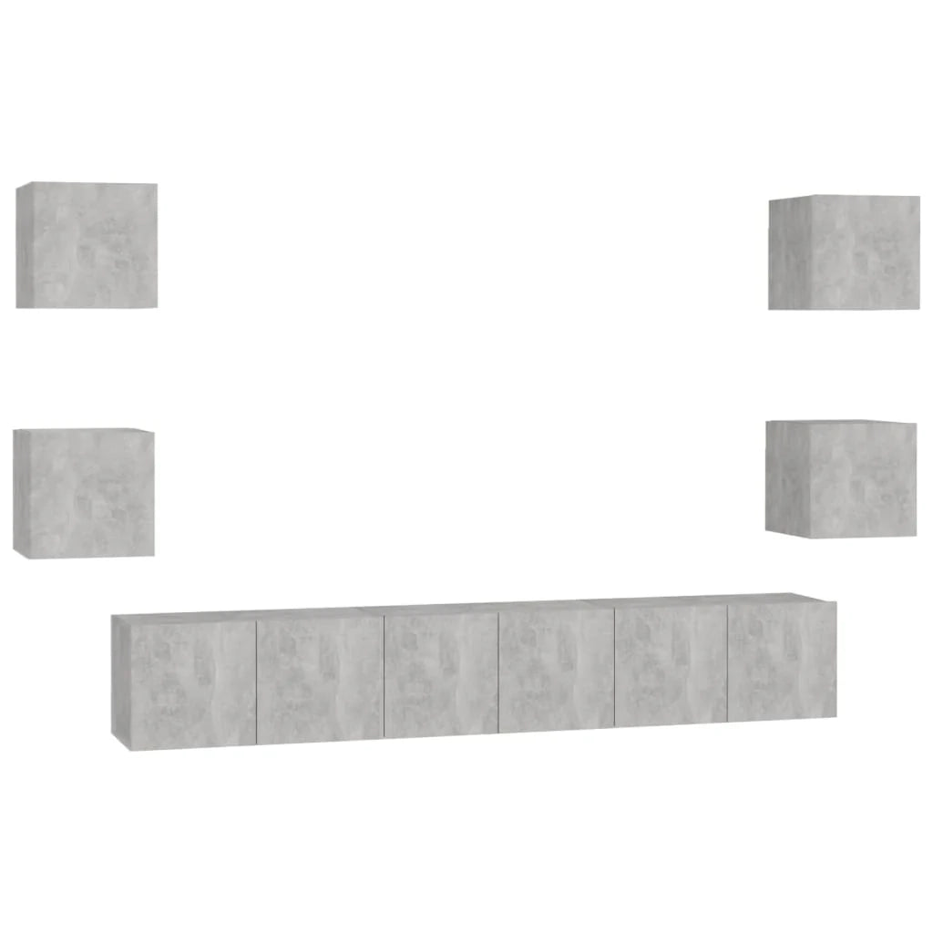 Set di mobili da 7 pezzi tra cui armadio credenza mobile TV televisore per soggiorno camera da letto salotto legno ingegnerizzato grigio 02_0025166