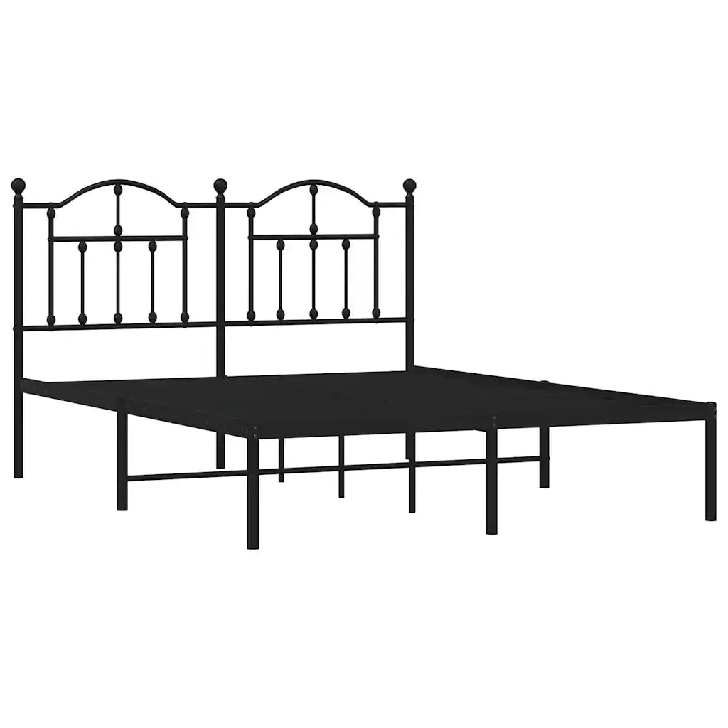 Giroletto con Testiera-Struttura Letto con testiera in Metallo Nero 140x200 cm 774153