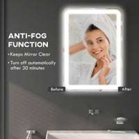 Specchio Bagno con LED a 3 Temperature e Interruttore Touch 70x50 cm Antiappannamento
