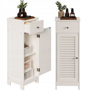 Mobiletto da bagno alto a colonna bianco con 2 ripiani e un cassetto, stile loft, 87 cm