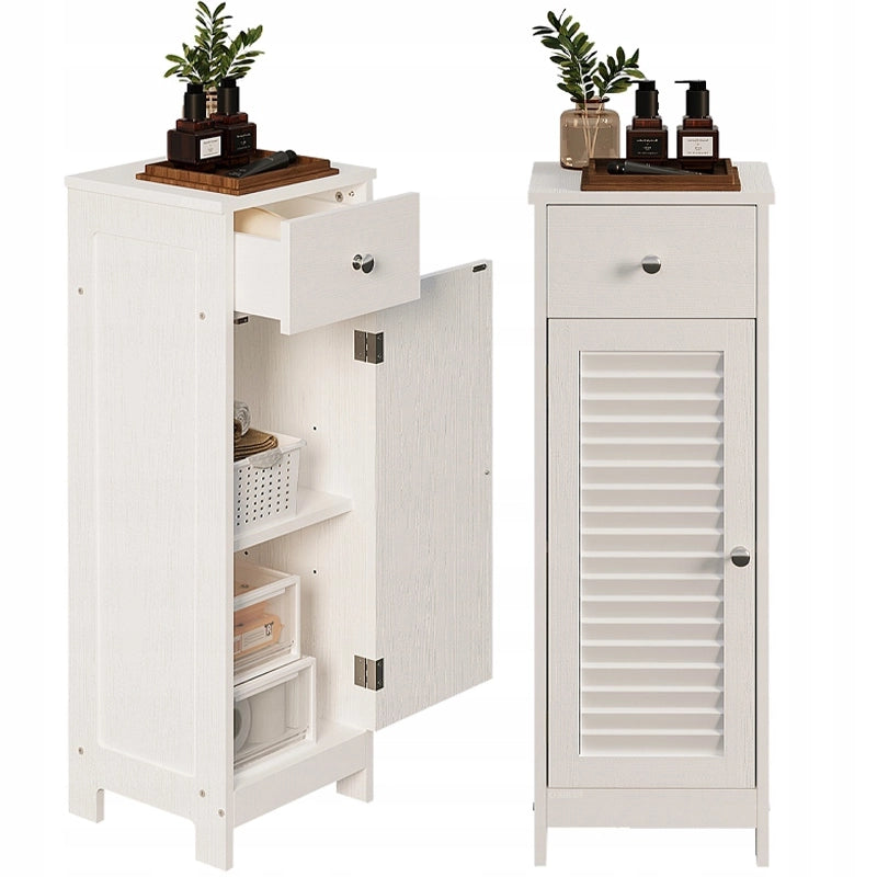 Mobiletto da bagno alto a colonna bianco con 2 ripiani e un cassetto, stile loft, 87 cm