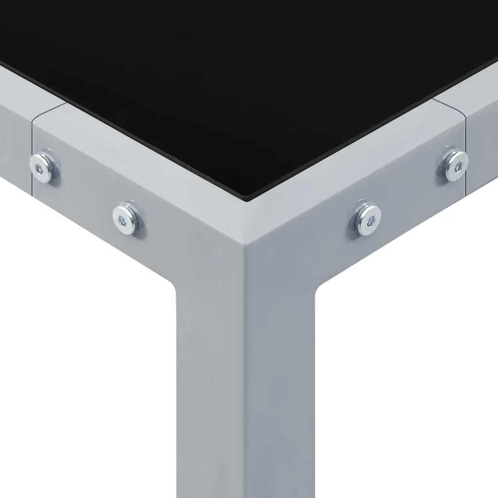 Tavolo da Giardino 130x130x72 cm Grigio in Acciaio e Vetro 313086