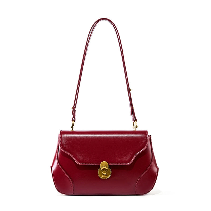 Borsa a tracolla da donna in vera pelle, colore rosso.